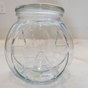 Jack o lantern glass jar with lid